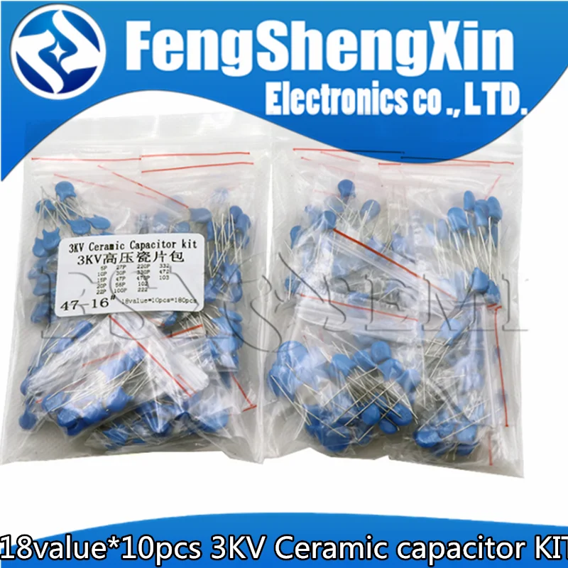 18value*10pcs 3KV High voltage  Ceramic capacitor KIT 3KV 5P 10P 22P 30P 47P 56P 100P 150P 220P 330P 470P 102 222 332 472 103