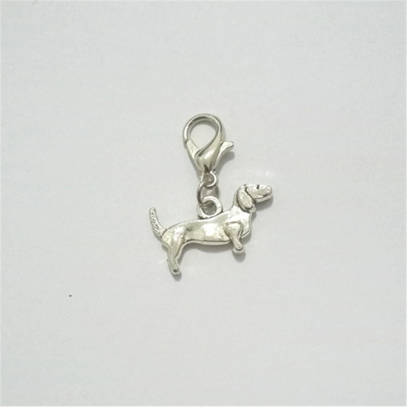 3 Pcs Antique Silver Color Dachshund Clip on Charm Perfect for Necklace and Bracelets Pendant Charm Dropshipping