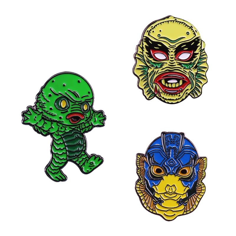 Green Gill Man Lapel Pin Creature From The Black Lagoon Brooch Classic Sci-fi Horror Monster's Movie Badge