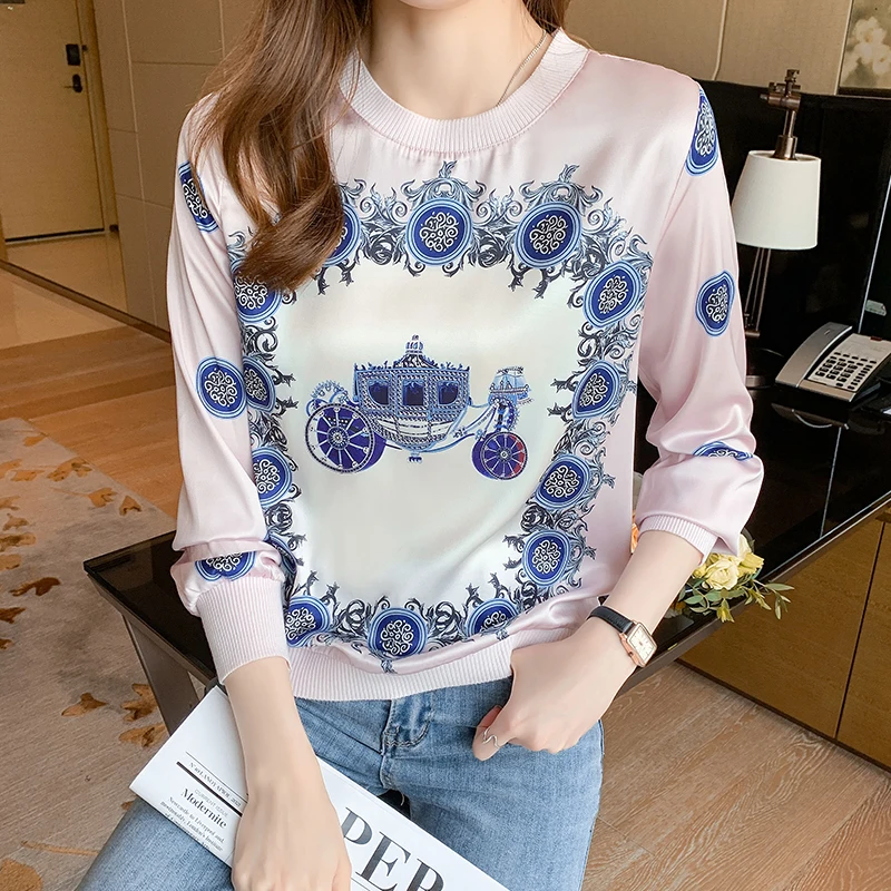 Fashion Women\'s Tshirt Casual Tops printing T Shirt Basic bottoming shirts Ladies o-neck Long Sleeve Tee Shirt