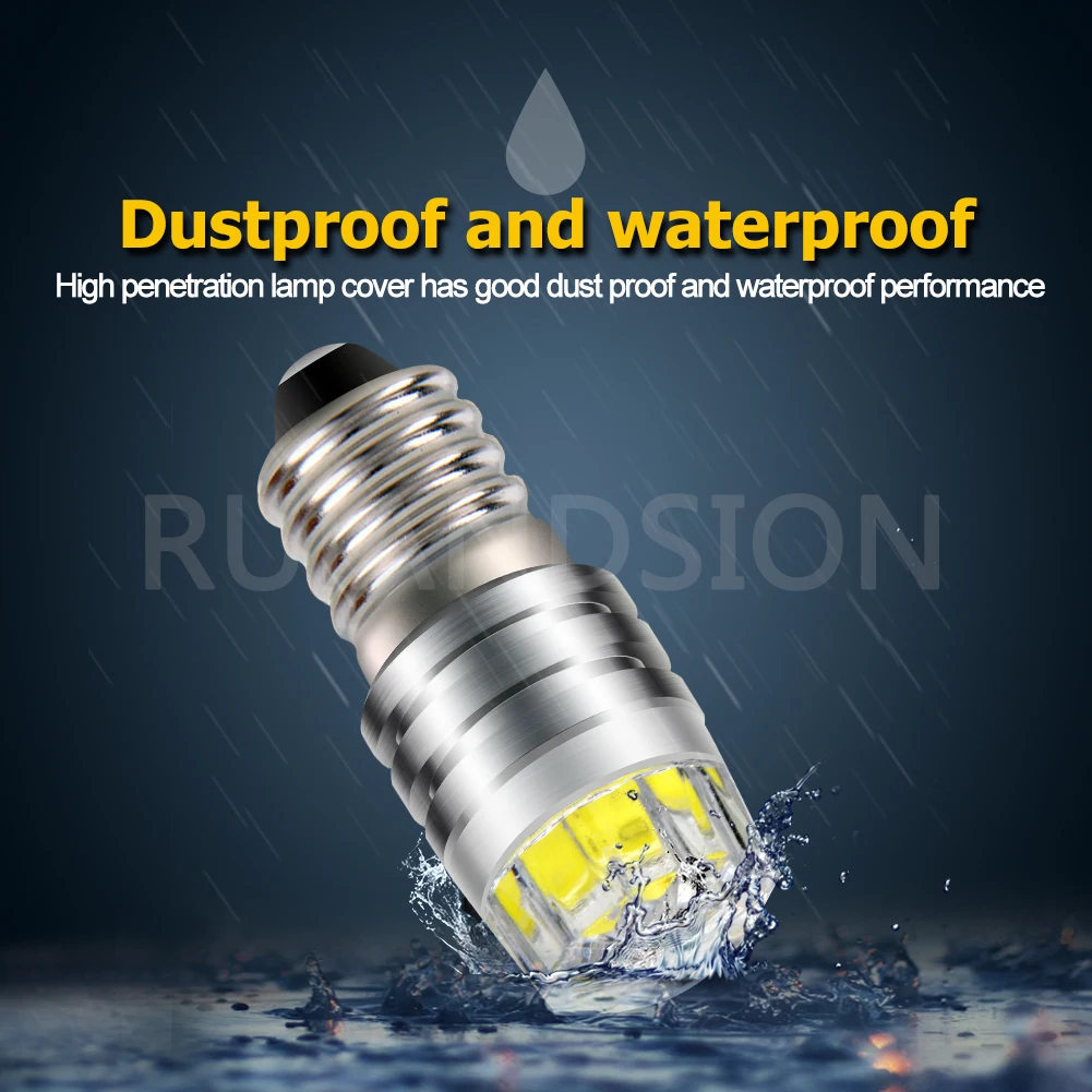 E10 Screw LED Light COB 2W 3V 6V 12V DC Motorcycle Auto Car LED Interior Bulb Flashlight Torch Headlamp White Warm White Yellow