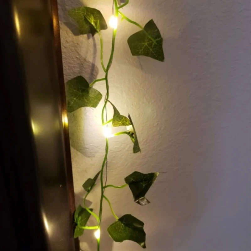 Lampu LED 2M Ivy Vine String Berkedip 2AA atau 3AA Baterai Dioperasikan Led Leaf Garland Natal untuk Rumah Lampu Dekoratif Pernikahan