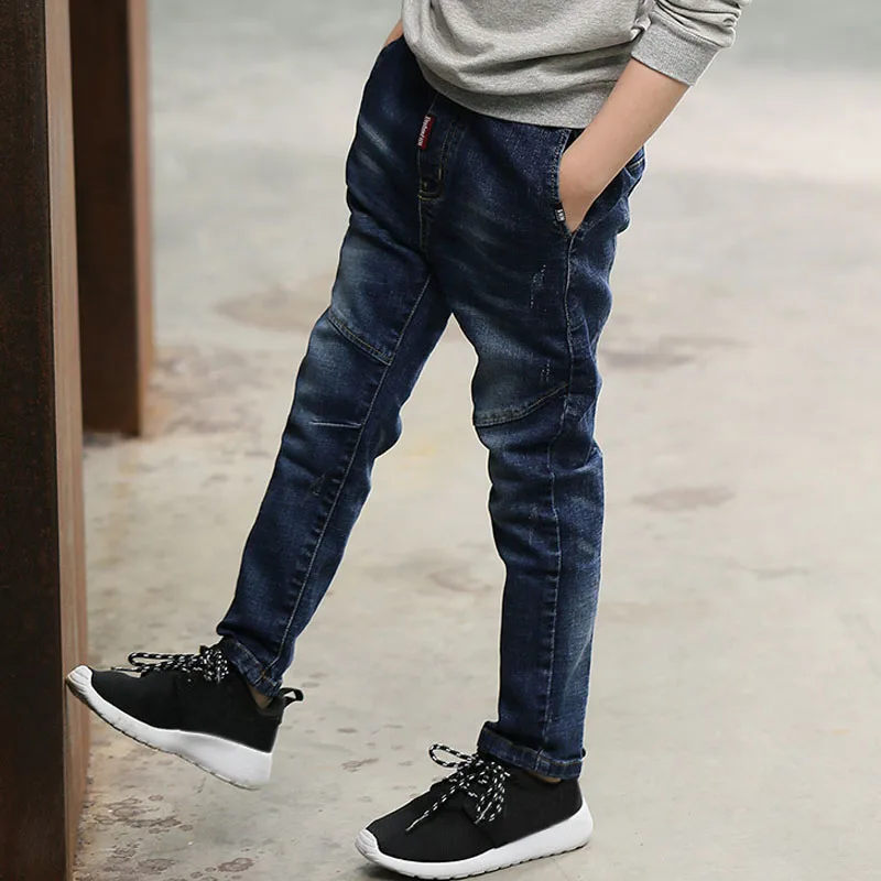 IENENS 4-11Y Fashion Children\'s Jeans Boy Denim Trousers Kids Clothes Baby Boys Elastic Waist Pants Slim Jeans For Boy