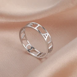 Custom Name Ring Hollow Stainless Steel Jewelry Customized Rings for Men Women Promise Ring Wedding Birthday Christmas Gifts