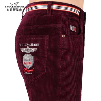 ブルース & シャーク-メンズストレートコーデュロイパンツ、ベルベットパンツ、厚手のコットン、快適、ストレッチ、ラグジュアリー、冬、新品、サイズ40
