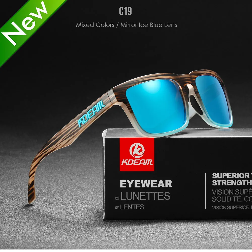 KDEAM Quadratische polarisierte Sonnenbrille für Herren im Freien, Lifestyle-Beschichtung, Sonnenbrille, neue passende Farben mit Box