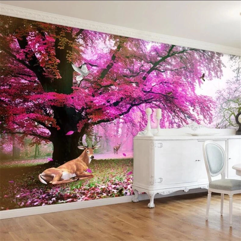 

wellyu Customized large murals, stylish home decoration, fantasy cherry tree, TV background wall wallpaper papel de parede