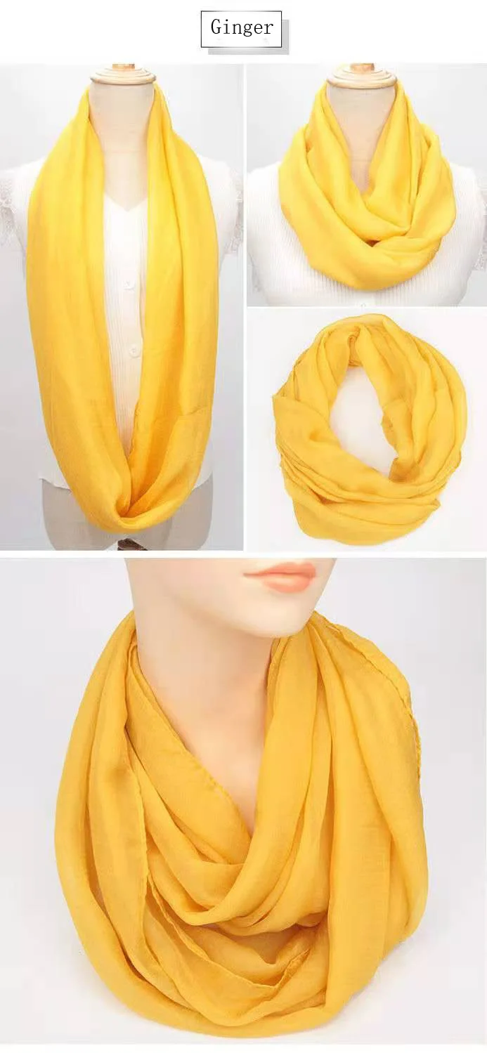 Spring Autumn Chiffon Hedging Bib Pure Color Wild Neck Scarf Women's Soft Light Breathable Decorative Beach Sunscreen Gauze D62