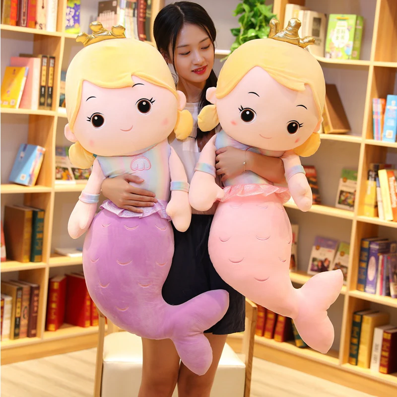 30-110cm Pretty Cartoon Mermaid Princess Plush Dolls Soft Fairy Tale Character Pillow Kids Stuffed Toys For Children Girl Gifts