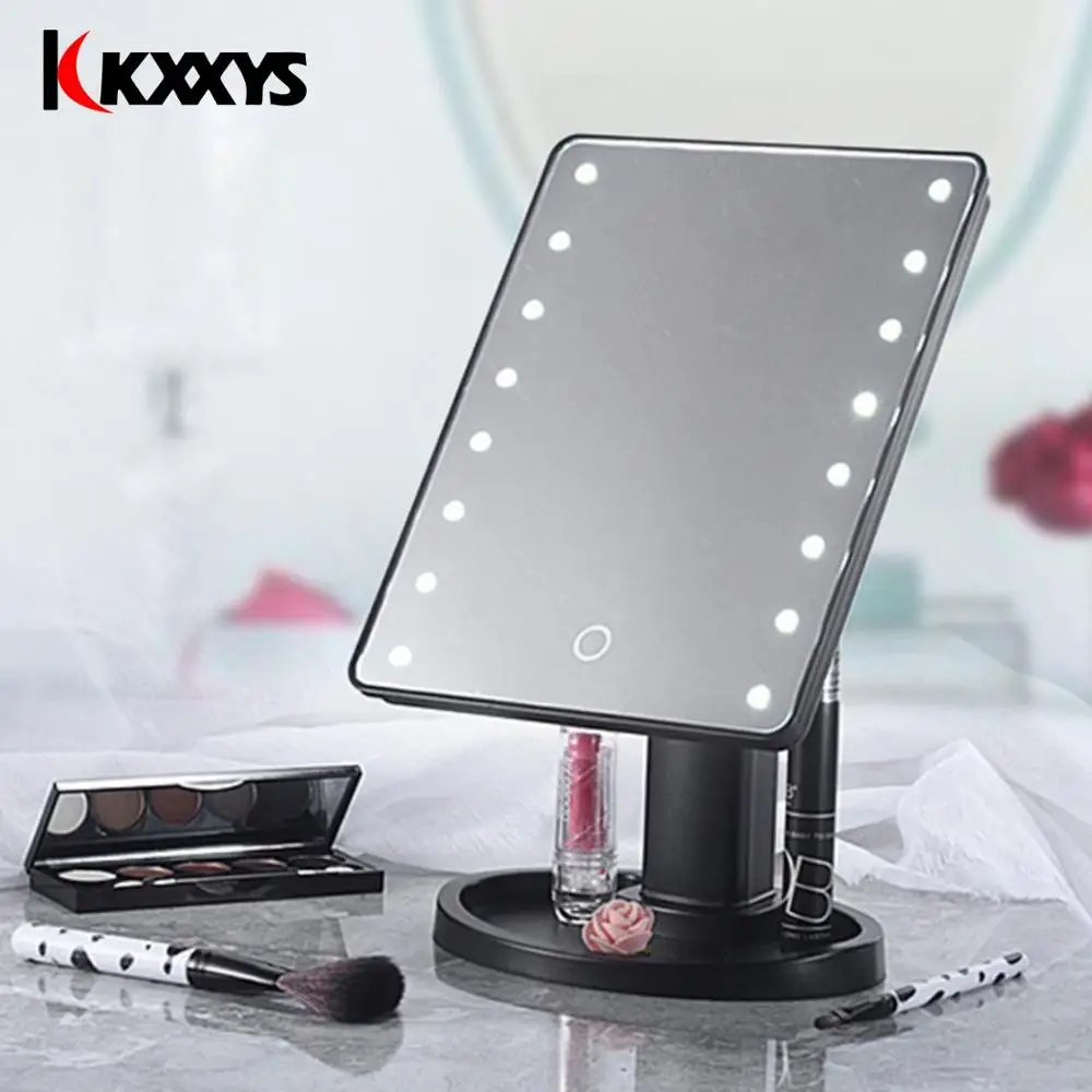 LED Makeup Mirror Illuminated Battery Operated Stand for Tabletop Bathroom Bedroom Travel Touch Dimmer Switch Cosmetic Mirror