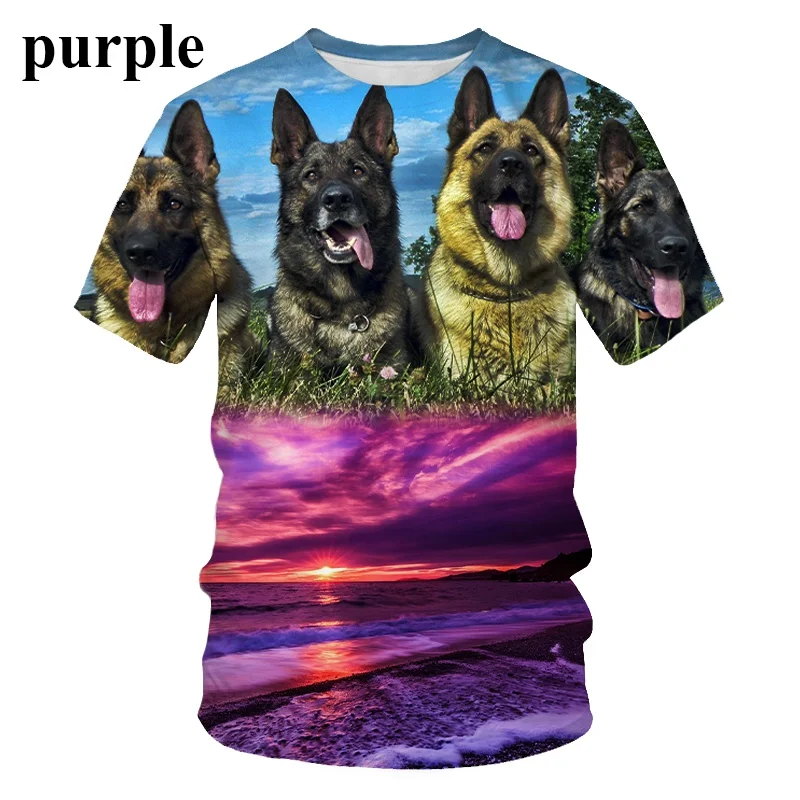 Unisex Funny 3D Printed Dog T-shirt Fashion Men/Women Black German Shepherd Inside Pocket Tops