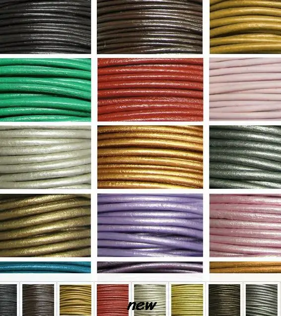 

2mm mixed color Fdt34g Jewelry DIY 100 Meters Black real Round Genuine Leather cords Necklace Bracele Cord string Rope