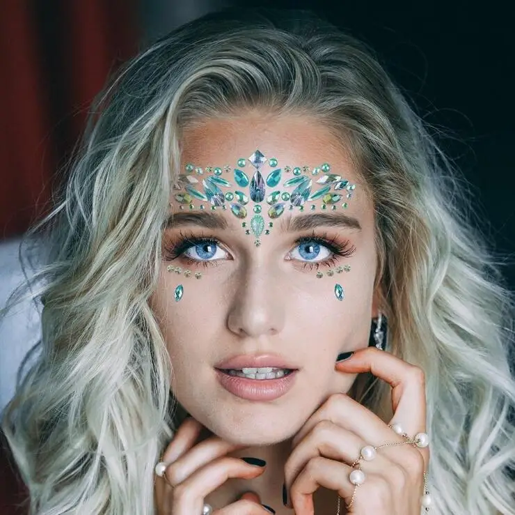 temporary rhinestone glitter tattoo Glitter Face Jewelry Sticker Temporary Tattoo Party Face Makeup Tools rhinestones Flash