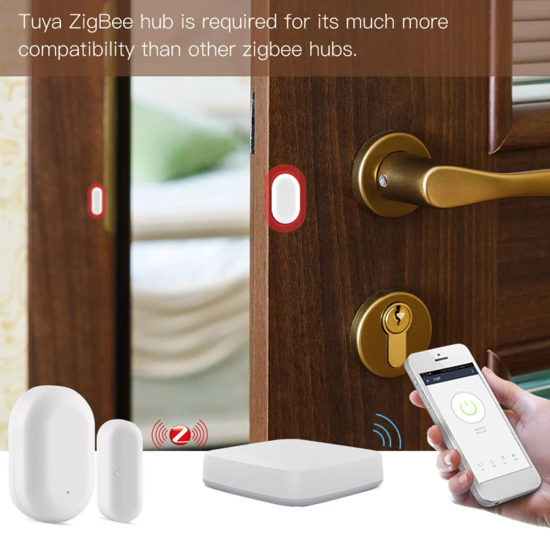 Tuya Smart ZigBee Door Window Sensor Home Security SmartLife Tuya APP Remote Control Alexa Google Home Voice Control
