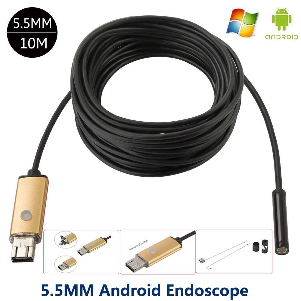 Phone Android Endoscope Waterproof Borescope Micro USB Inspection Video Camera 5.5mm lens 5m/ 10m  Hd 640*480 For Smartphone