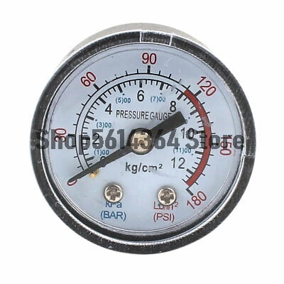 1/8PT Außengewinde, Runde Zifferblatt 0-180PSI 0-12BAR Manometer