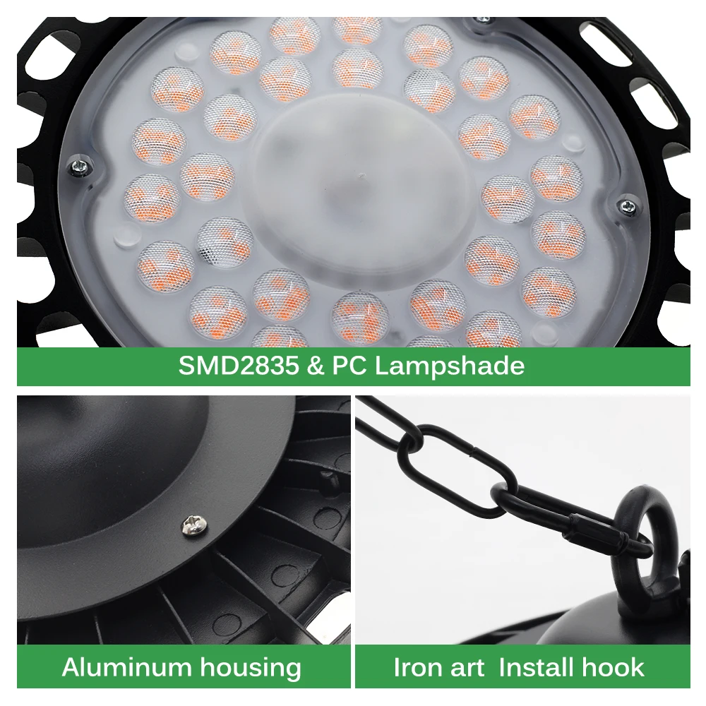 Diodo emissor de luz cresce a luz 100w 150w 200w espectro completo ufo phyto lâmpada ip65 à prova dip65 água para a planta fábrica estufa mudas hidropônicas.