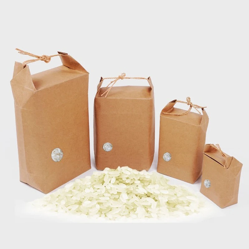 100pcs rice paper packaging/Tea packaging cardboard paper bag/weddings kraft paper bag Food Storage Standing Paper Packing Bag