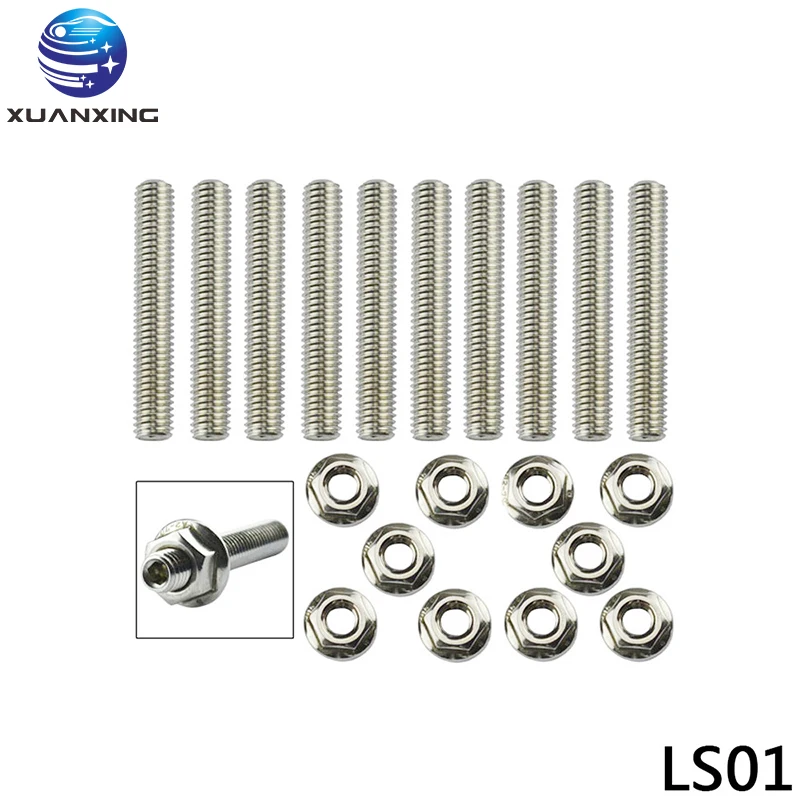 Exhaust Manifold Stud Serrated Nuts Bolts Screws Kit For Honda B C D C F H K Civic Acura Integra V3 Stainless Steel Exhaust Stud