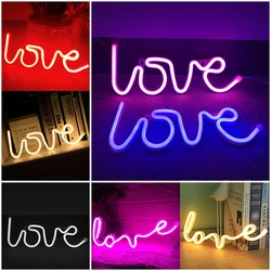 LOVE Neon Light Sign Decoration Lamp Nightlight Ornaments LED Letter Bulbs for Room Party Weeding Romantic Proposal Gift