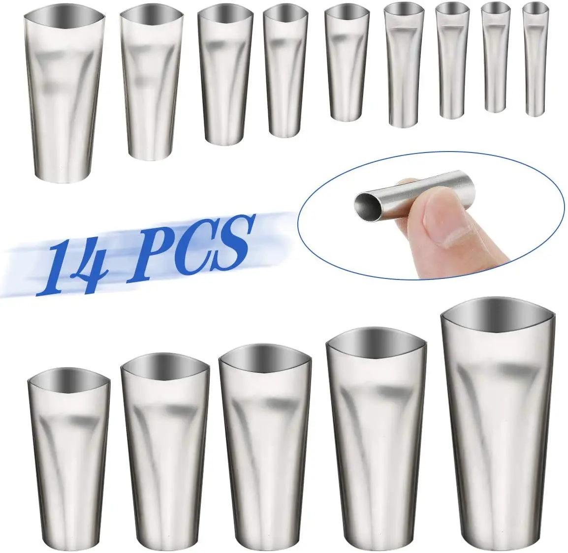 Reusable Caulking Nozzle 14 Pcs, Stainless Steel Sealant Caulking Finishing Nozzle for Kitchen Bathroom Window Sink Joint