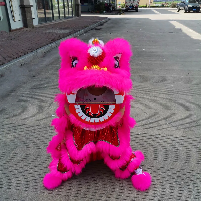 14 Inch 5-10 Leeftijden Chinese Leeuw Dans Rekwisieten Partij Mascotte Kostuum Cartoon Voor Kid Outfit Jurk Lentedag Carnaval Festival