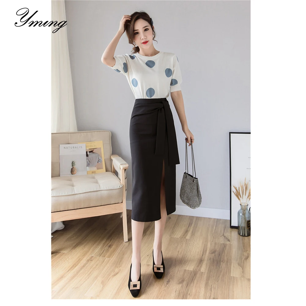 

YMING Women's Spring And Summer High Waist Slim Irregular Package Hip Skirt Solid Color Split Skirt Friends Party Daily Wear