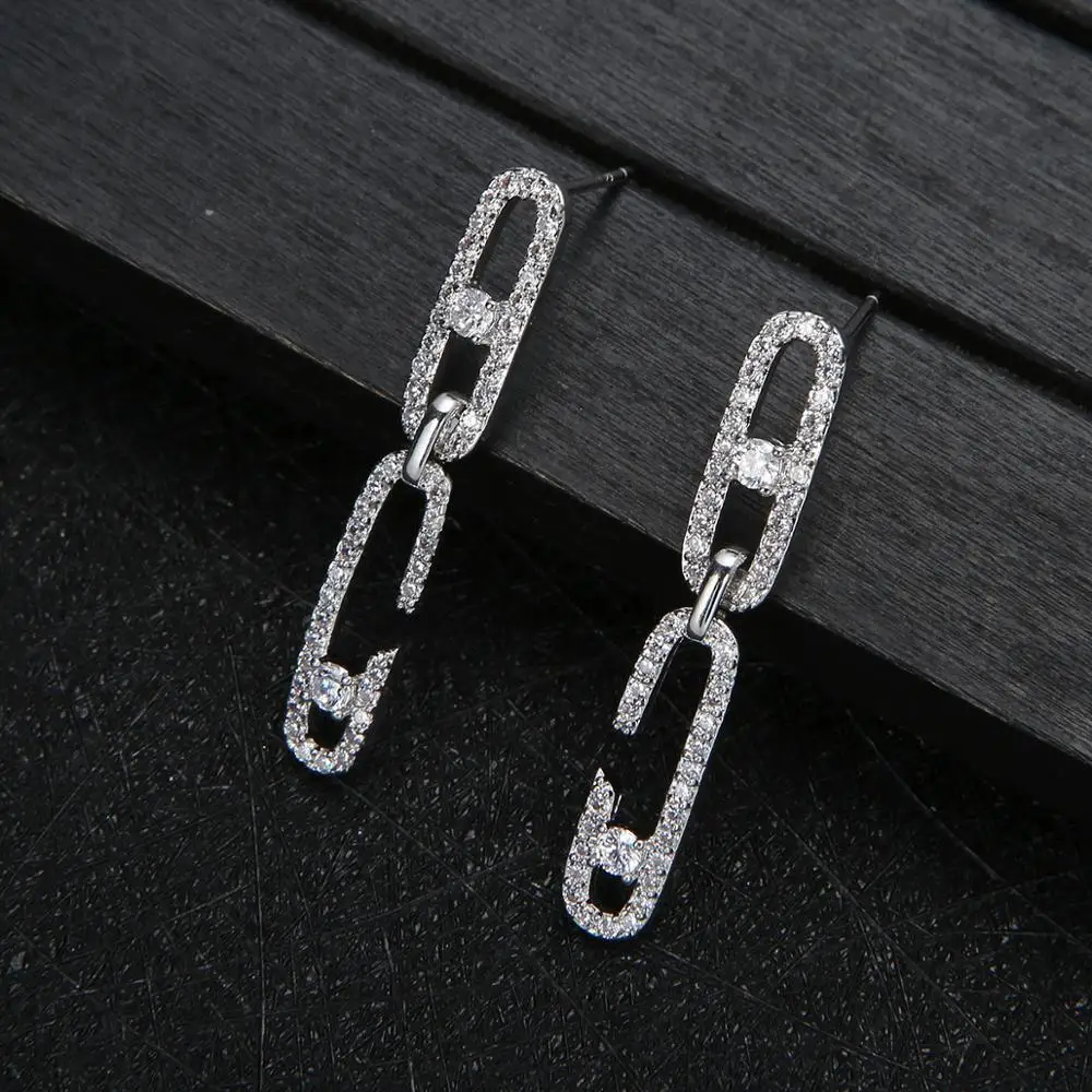 Luxury Winding Lines Geometry Full Mirco Paved Microl Zirconia Naija Wedding Earring Fashion Jewelry E7993