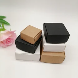 Caixa De Papel Kraft para Embalagem Brinco e Jóias, Caixas De Cartão De Presente, Armazenamento De Exibição, Caixa De Embalagem, DIY, Preto, Branco, 50Pcs