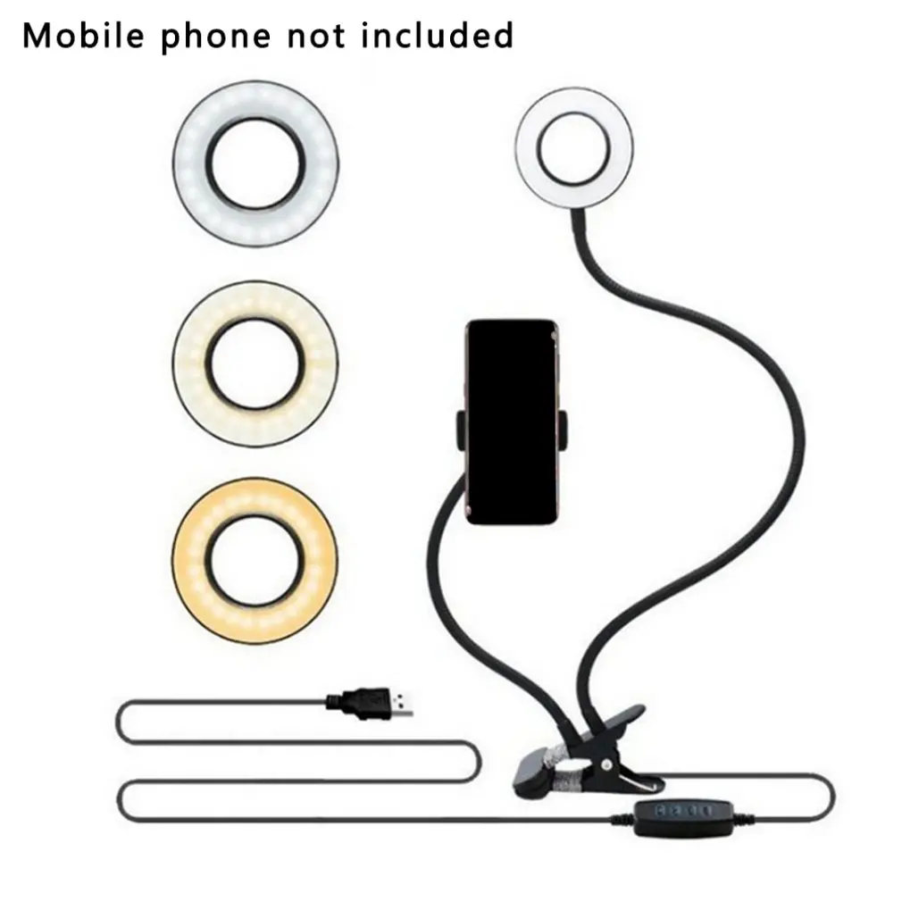 1 Pcs Mobile Phone Live Grip Three-Speed Adjustment Fill Light Multi-Function Vientiane Hose Rotating Folding Clip