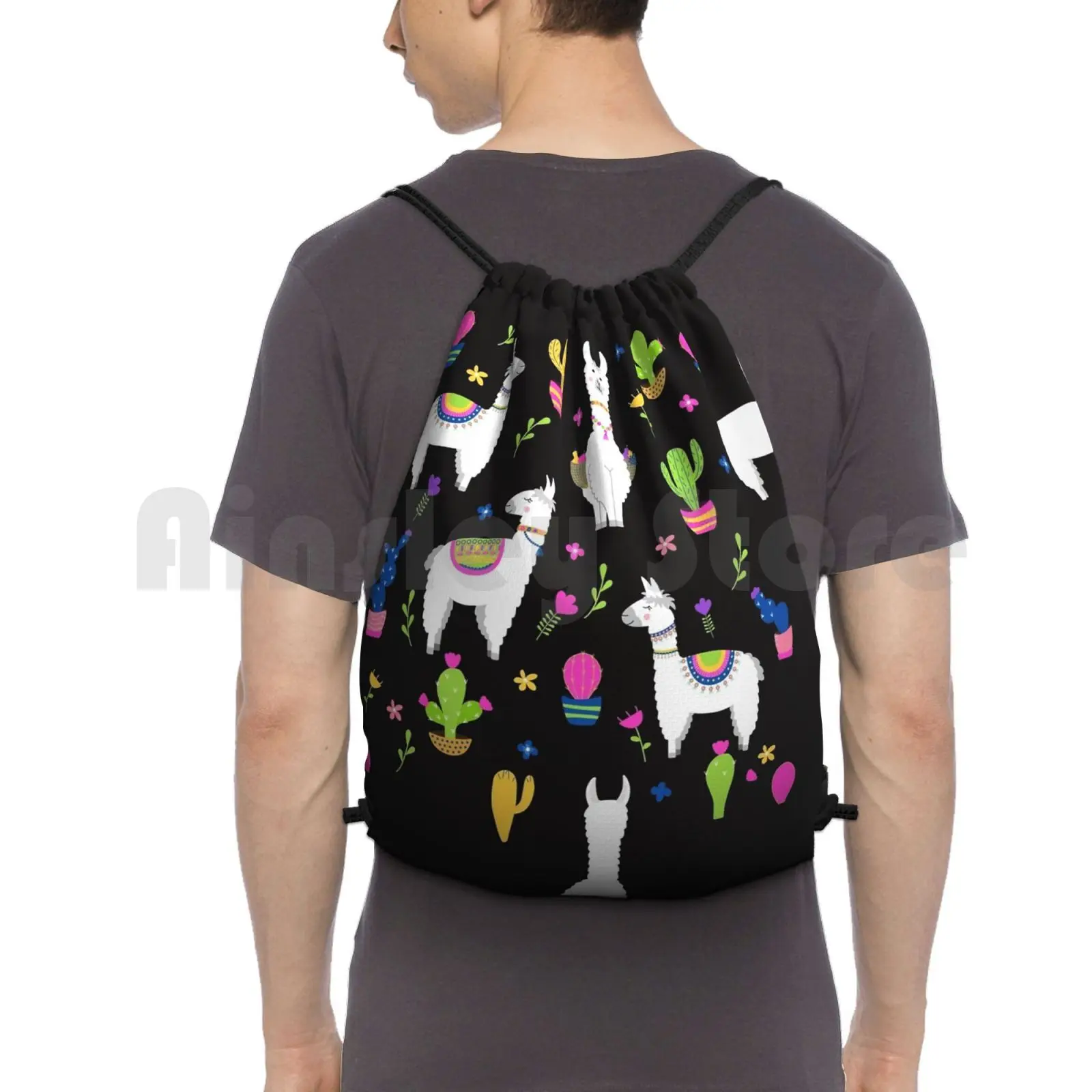 All You Need Is Love And Llamas Backpack Drawstring Bags Gym Bag Waterproof Llama All You Need Is Love Cute All You Need