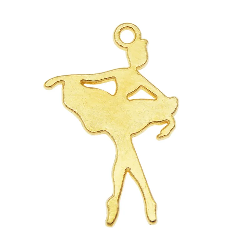 GraceAngie 20PCS  Dancing Ballet Girl Charms Gold Color Pendant Fit For Necklace Bracelet DIY Accessories Dangle Earrings