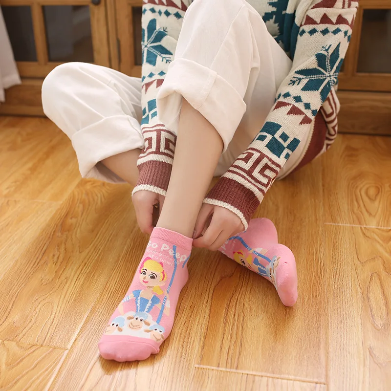 Disney Toy Story Woody Buzz Lightyear Anime Socks New Spring Autumn Cartoon Socks Cotton Girl  Adult Femme Tube Short Sock