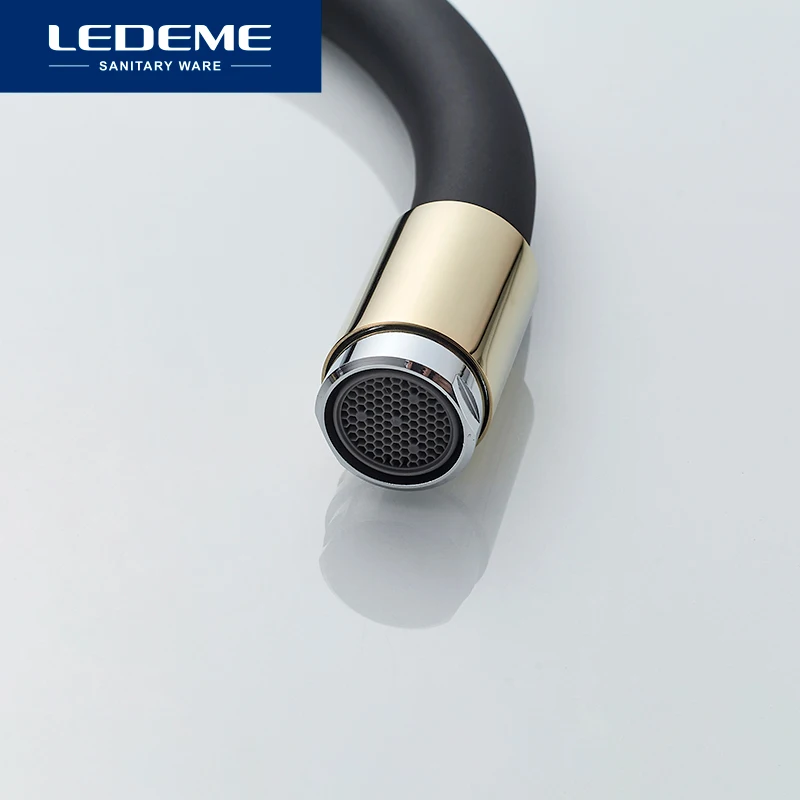 LEDEME النحاس المطبخ الحنفيات الساخن والبارد و صنابير مياه الكروم حوض بالوعة مربع الحنفية خلاطات صنبور المطبخ L4898