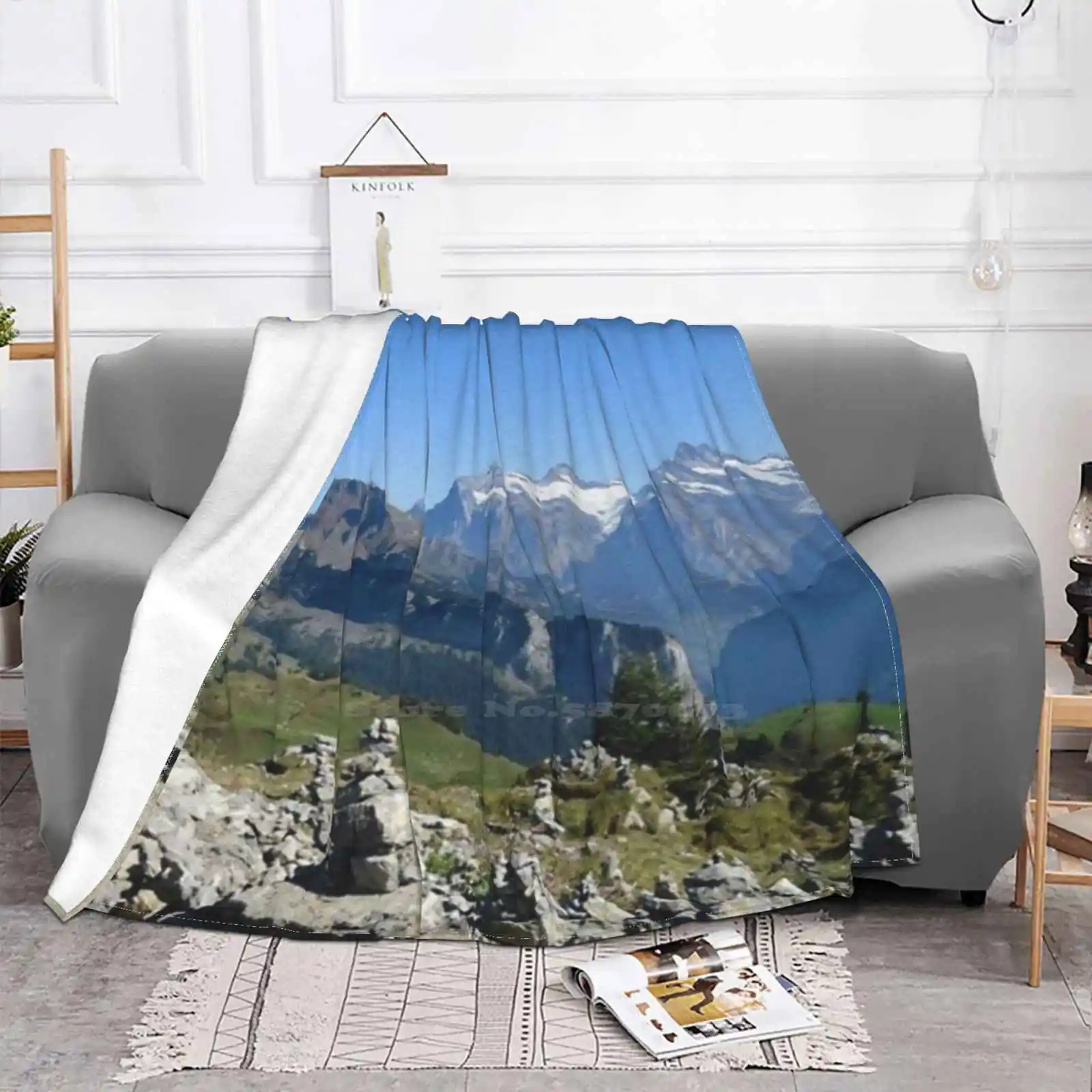 Mountain Adventure New Selling Custom Print Flannel Soft Blanket Water Lake Waterfront Abundant Beautiful Expesive Nature