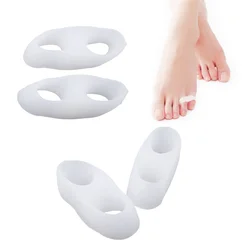 1 par de Gel corrector de silicona Hallux Valgus para el cuidado de los pies separador de dedos pequeños juanete Protector de ajuste Joanete