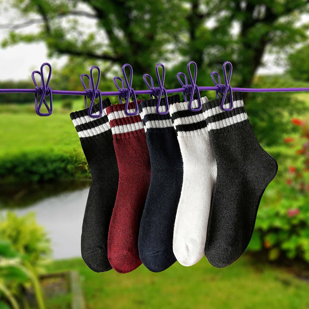 180cm Clotheslines with 12 Clips Multifunction Drying Rack Clothes Line & Cloth Hangers Steel Rope Pegs Portable Travel Supplies