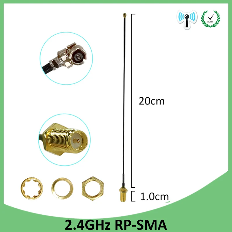 EOTH 10pcs 2.4g antenna 5dbi sma female wlan wifi 2.4ghz antene IPX ipex 1 SMA male pigtail Extension Cable iot module antena