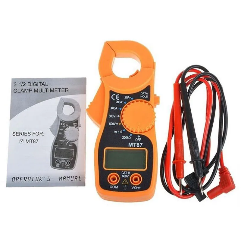 

MT87 Portable LCD Display Digital Amper Clamp Meter Multimeter AC/DC Voltmeter Voltage Tester Current Resistance Multi Test Tool