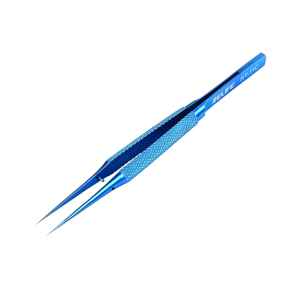 RELIFE Titanium Alloy Precision Flying Wire Blue Tweezers For Mobile Phone Soldering Motherboard BGA Fingerprint Repair Tool Set