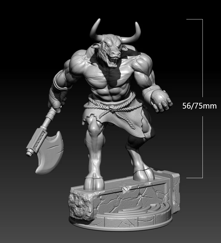 56mm  75mm Resin Model Kits Minotaur Warrior  Figure Unpainted No Color DW-63