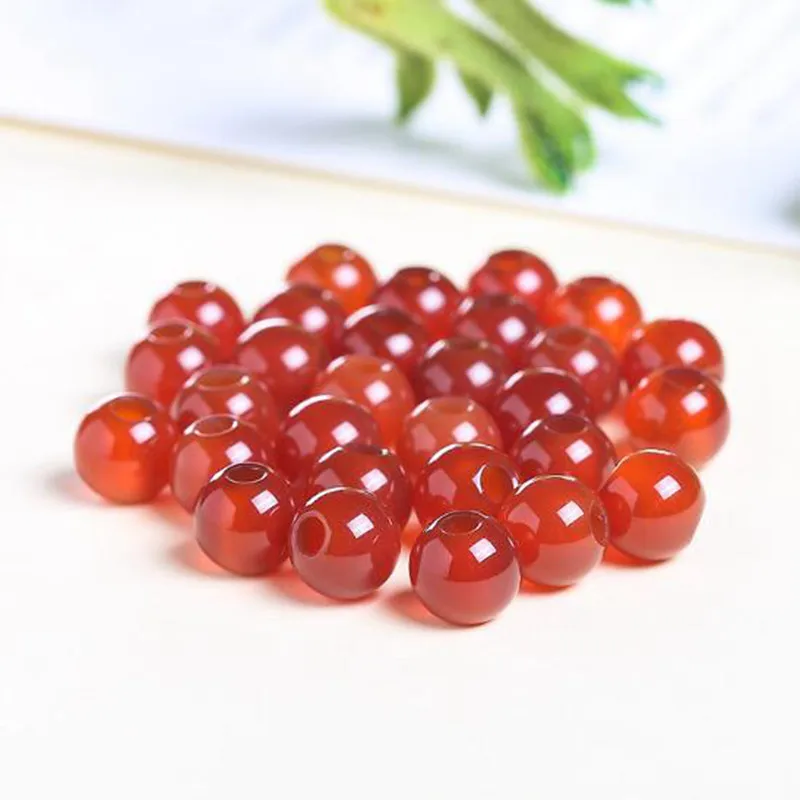 Natural Large Hole Beads Stone 6/8/10/12mm Smooth Round Necklace Bracelet Jewelry DIY Gems Loose Beads 50Pcs wk147