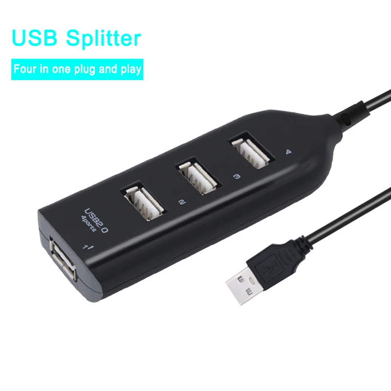 4-portowy koncentrator USB 2.0 z wieloma rozgałęźnikami USB Zasilacz Wielokrotny koncentrator USB 2.0 do laptopa stacjonarnego PC