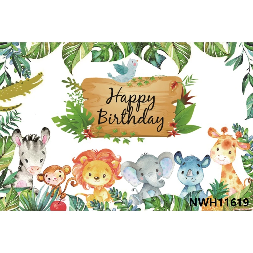 

Nitree Tropical Jungle Forest Wild Animal Safari Party Newborn Baby Shower 1st Birthday Backdrop Vinyl Photography Background 5