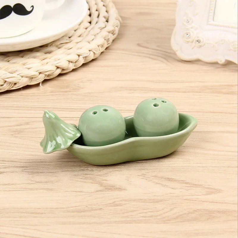 6SETS Exquisite Ceramic Two Peas in a Pod Salt&Pepper Shakers Wedding Favors Kitchen Party Giveaways