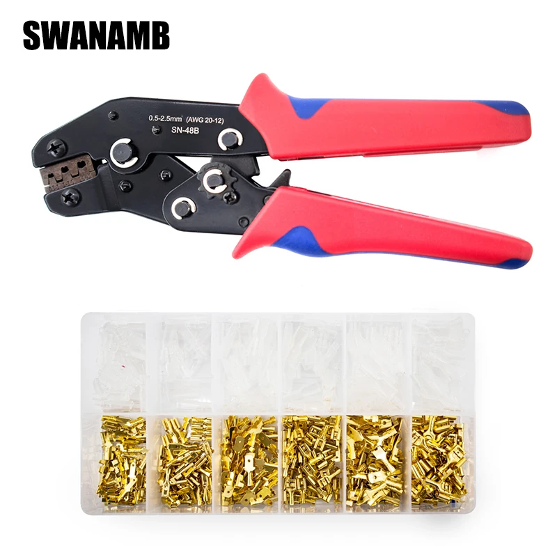 Sleeves Crimp Terminals Mix Tool Wire Connector Terminator with Female Male Spade Electric Cable Terminal Connector Wiring kit