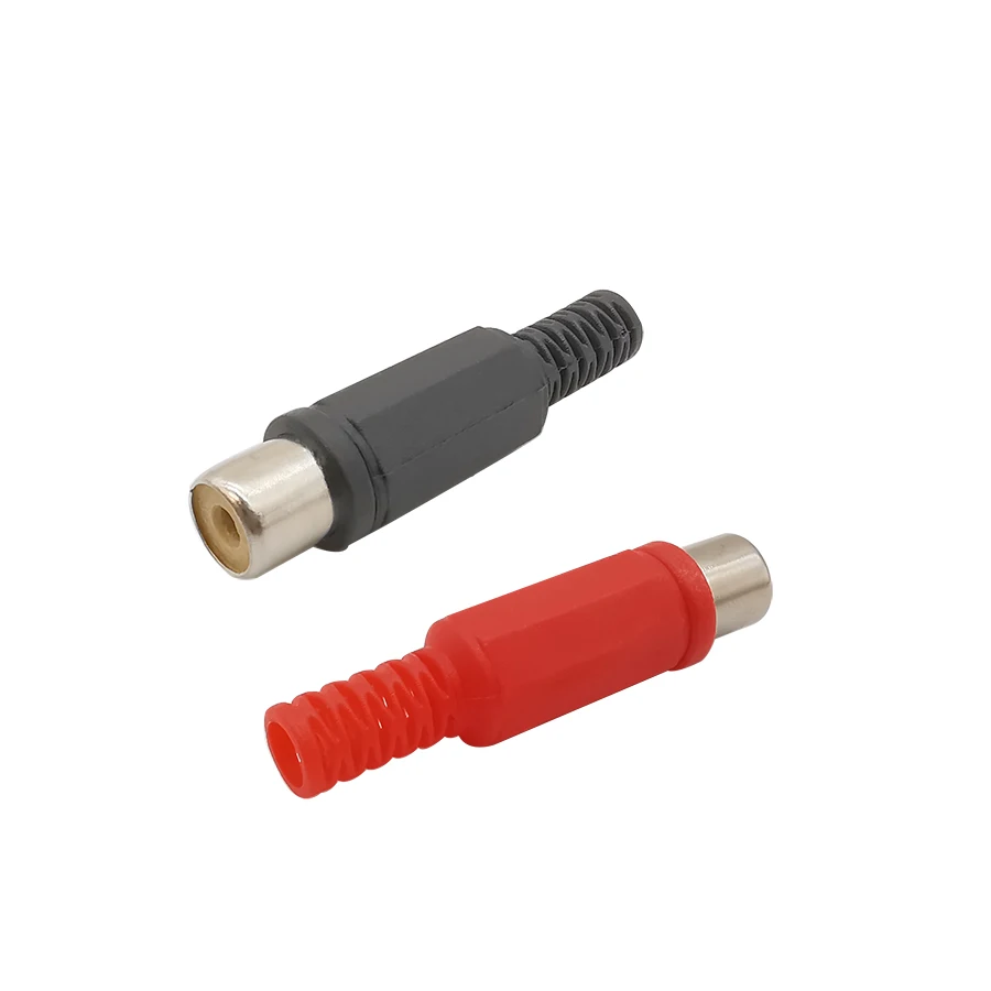 10 Stks/partij Zwart Rood Video Adapter Solder Rca Male Vrouwelijke Plug Audio Connector