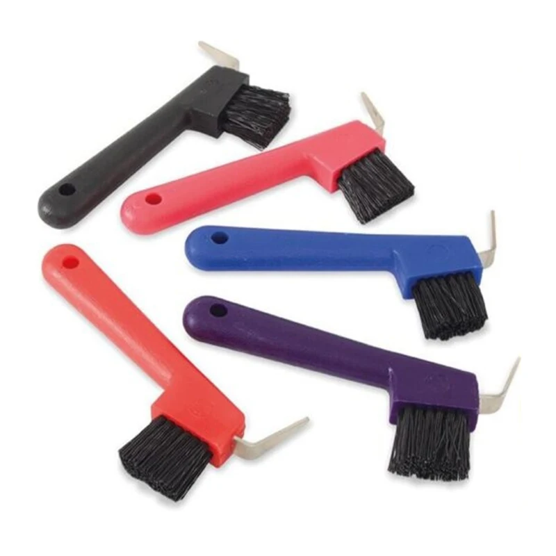 1pc Anti-Slip Soft Grip Hoof Pick Rubber With Brush Cleaning Tools Horse Grooming Tools Durable - Random Color