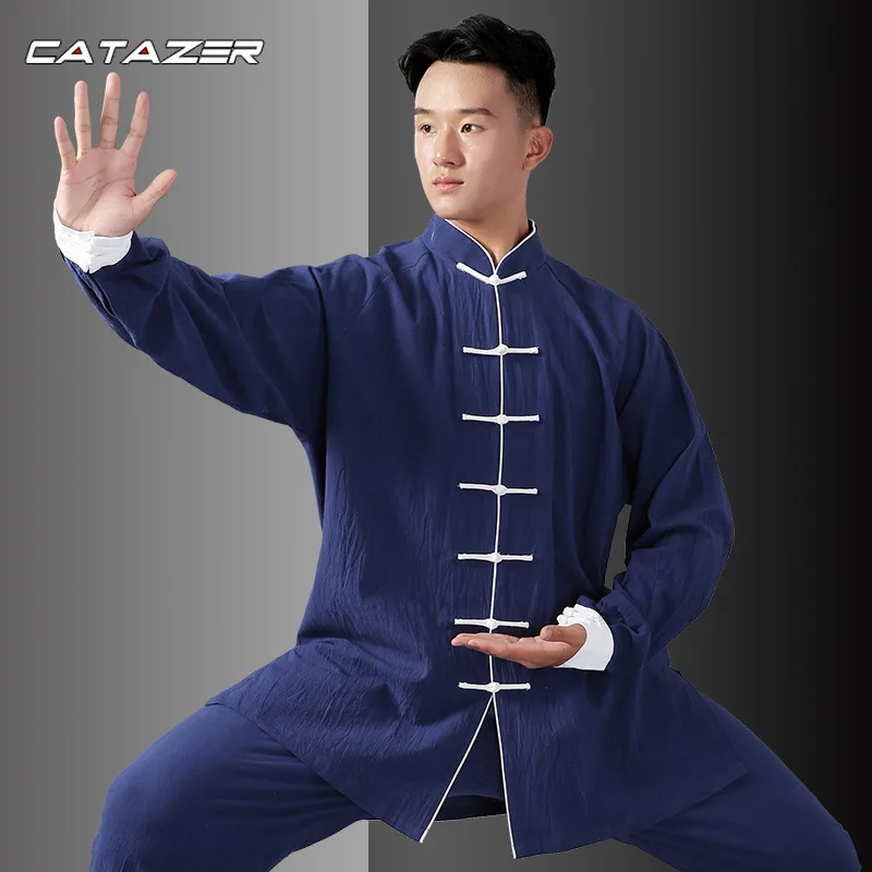 

Unisex Men Women Tai Chi Martail Arts Uniform Clothes Cotton Linen loose Wide Leg Pant shirt Kung Fu Tai Ji Exercise Casual Suit