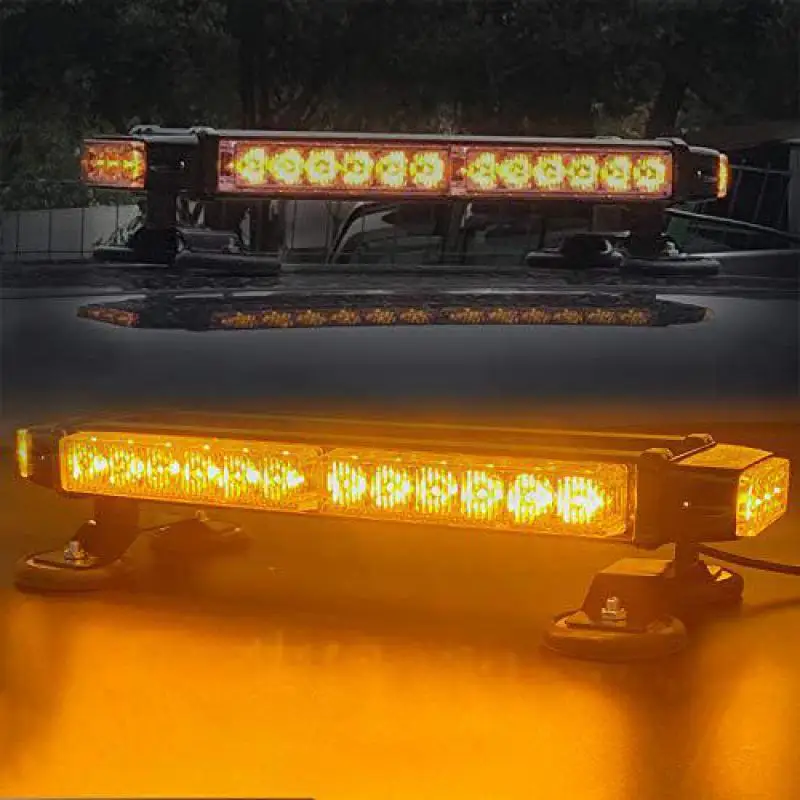 LED Strobe Light Bar Double Side Amber Emergency Hazard Warning Safety Beacon Lights for Vehicles Cars Tow Trucks Snowplow